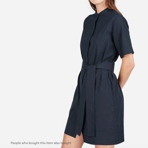 Everlane Cotton Collarless Belted Shirtdress